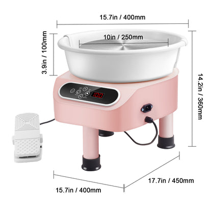 Keramiekdraaischijf – Draaibank – Pottenbakkersschijf – Keramiekmachine – Klei draaiplateau – Roze – 10 Inch Werkvlak – 350 Watt Motor