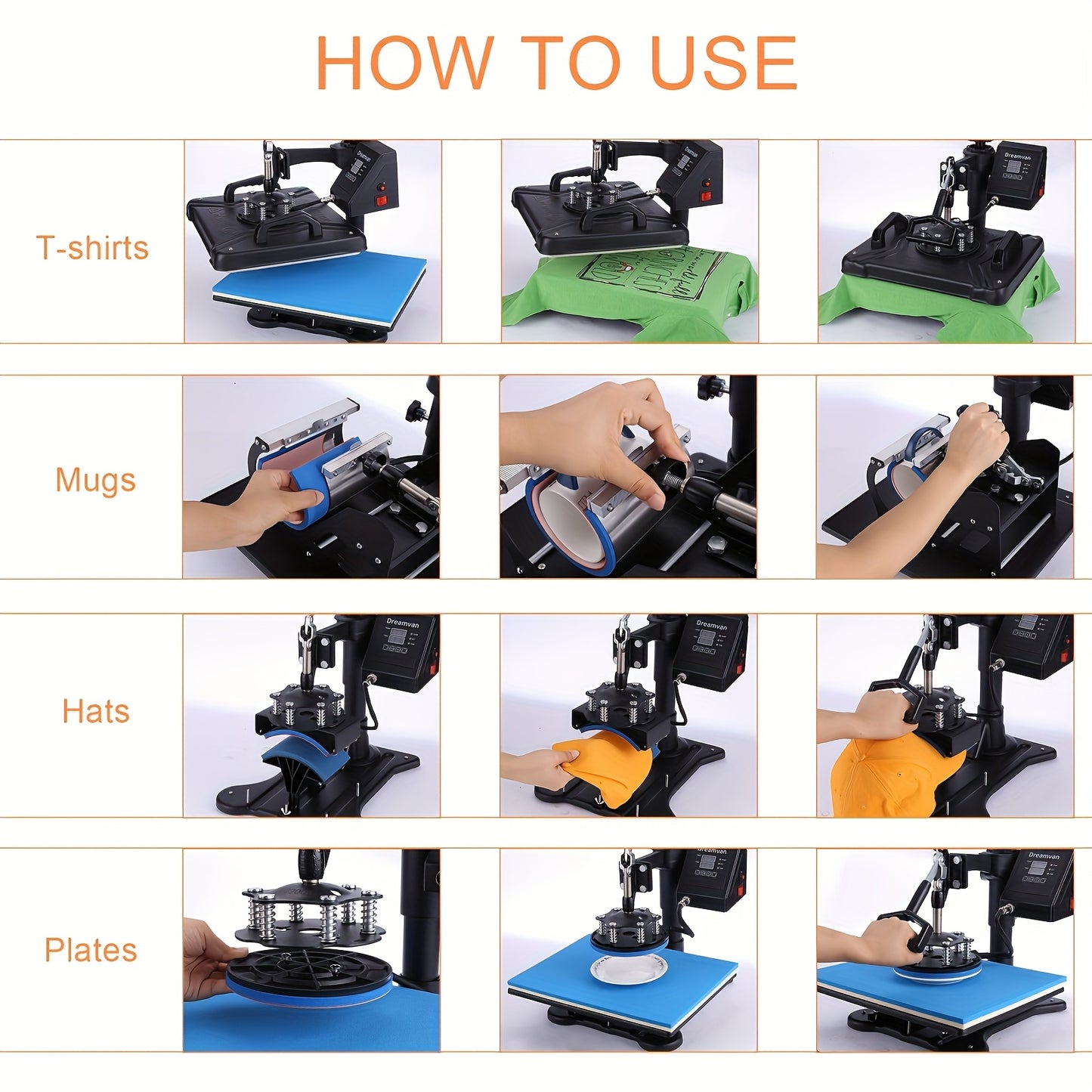 Warmtepers – Hittepers – Transferpers – Sublimatiepers – Textielpers – 5-in-1 Multifunctionele Warmtepers – 30x38 cm Verwarmingsplaat – 360° Draaibare Persarm