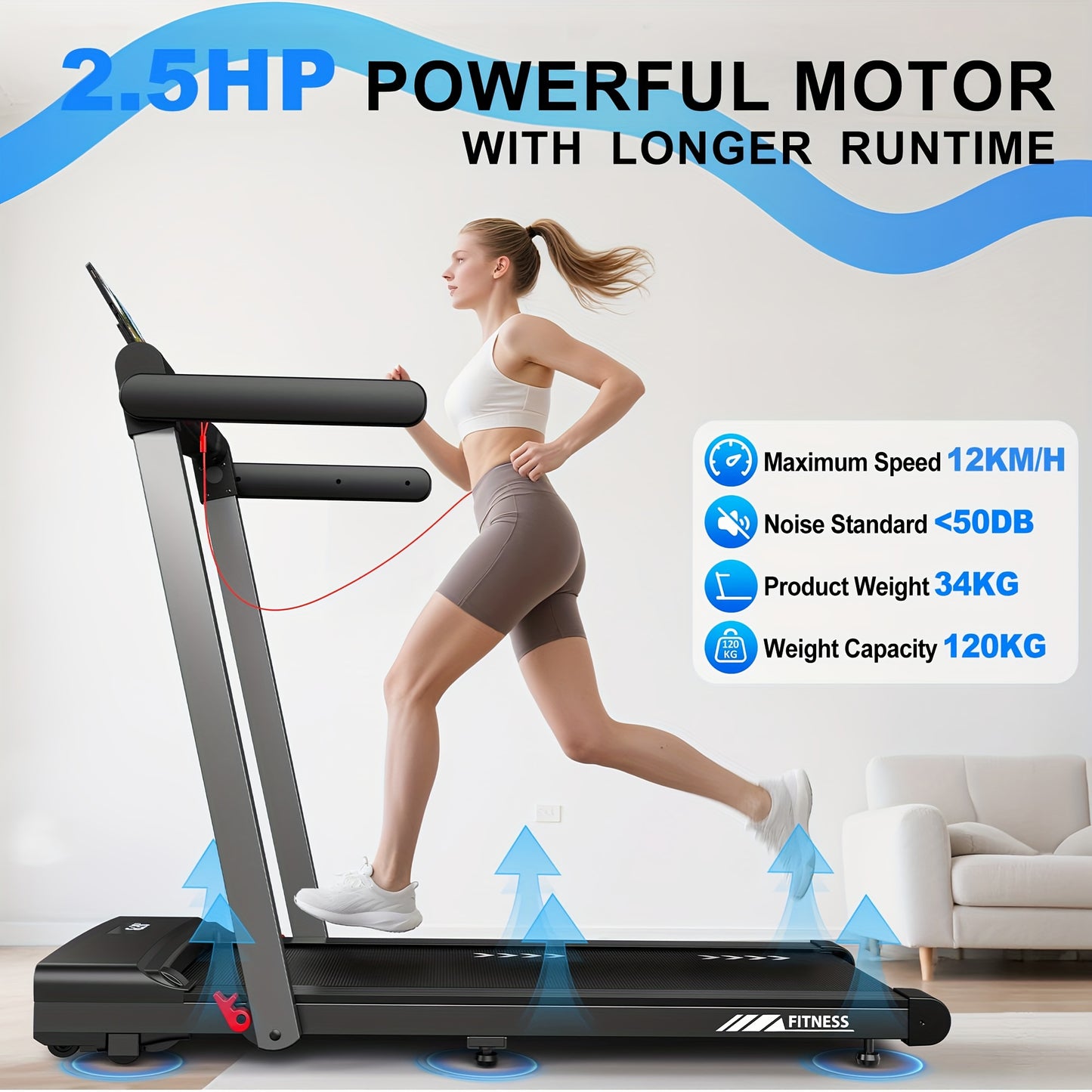 Loopband – Treadmill – Walking Pad – Fitnessapparaat – Hardloopmachine – 3-in-1 Treadmill – 2,5 PK Motor – Bluetooth & App Bediening