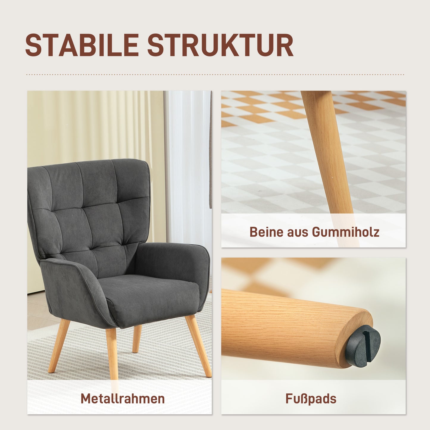 Fauteuil – Relaxfauteuil – Zitzak – Loungestoel – Armstoel – Velvetlook Bekleding – Max. Draaggewicht 120 Kg – Grijs
