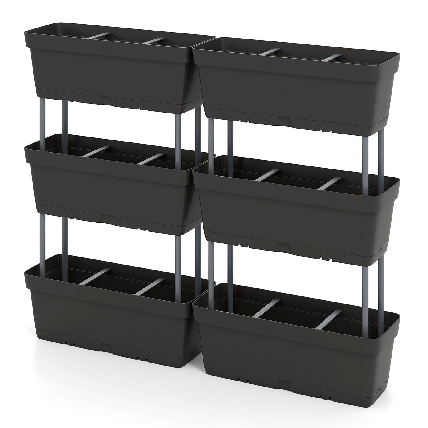 Verticale Plantenbak – Stapelbare Bloembak – Moestuinbak – Balkonkast – Plantentoren – Weerbestendig PP – 6 Stuks Compact Modular