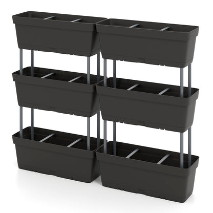 Verticale Plantenbak – Stapelbare Bloembak – Moestuinbak – Balkonkast – Plantentoren – Weerbestendig PP – 6 Stuks Compact Modular