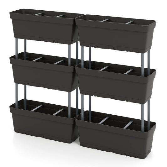 Verticale Plantenbak – Stapelbare Bloembak – Moestuinbak – Balkonkast – Plantentoren – Weerbestendig PP – 6 Stuks Compact Modular