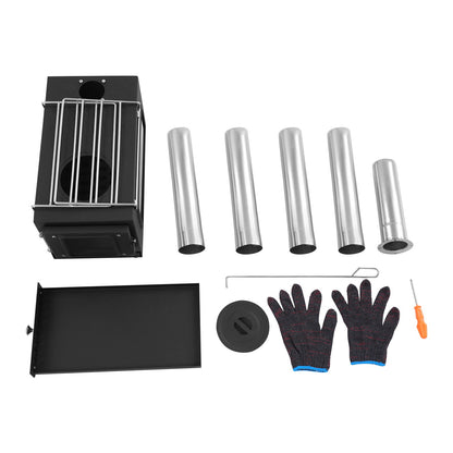 Portable Tent Stove, Featuring a 4.4-foot Chimney System and 201 Stainless Steel Wood-burning Stove, Ideal for Camping and Outdoor Cooking, Complete with Foldable Stand.