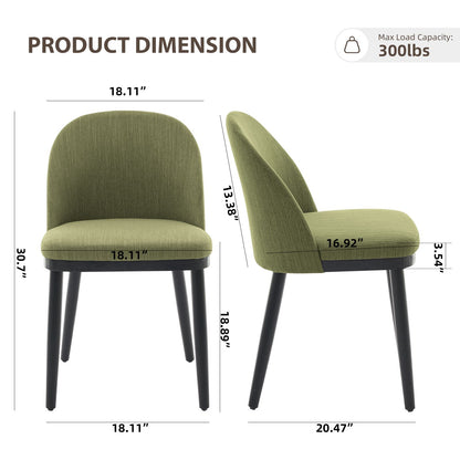 Eetkamerstoelen – Stoelen – Design Stoelen – Dining Chairs – Beklede Stoelen – Set Van 2 Groen – Ergonomische Rugleuning – Massief Beukenhout Frame