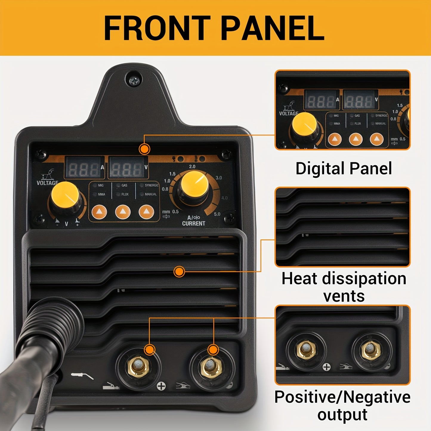 Lasapparaat – Mig Lasmachine – Tig Lasmachine – Elektrische Lasser – MMA Lasser – Geel – 200A Stroomsterkte – Digitale Display Met Overbelastingsbeveiliging