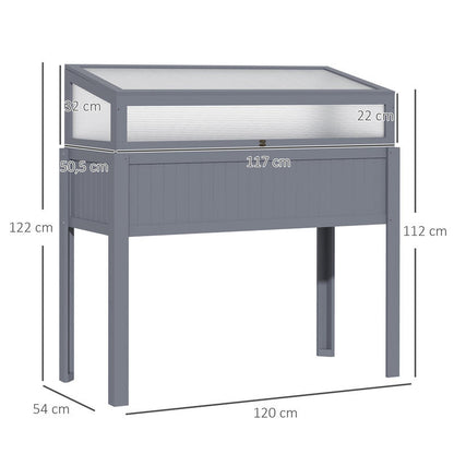 Raised Bed with Cold Frame 2-in-1 Greenhouse & Tomato House - All-in-One Vegetable/Herb Planter with Adjustable Height, Durable Polycarbonate Panels, Ventilation System-like Sides for Balcony, Terrace, Garden (Gray, 120x54x11