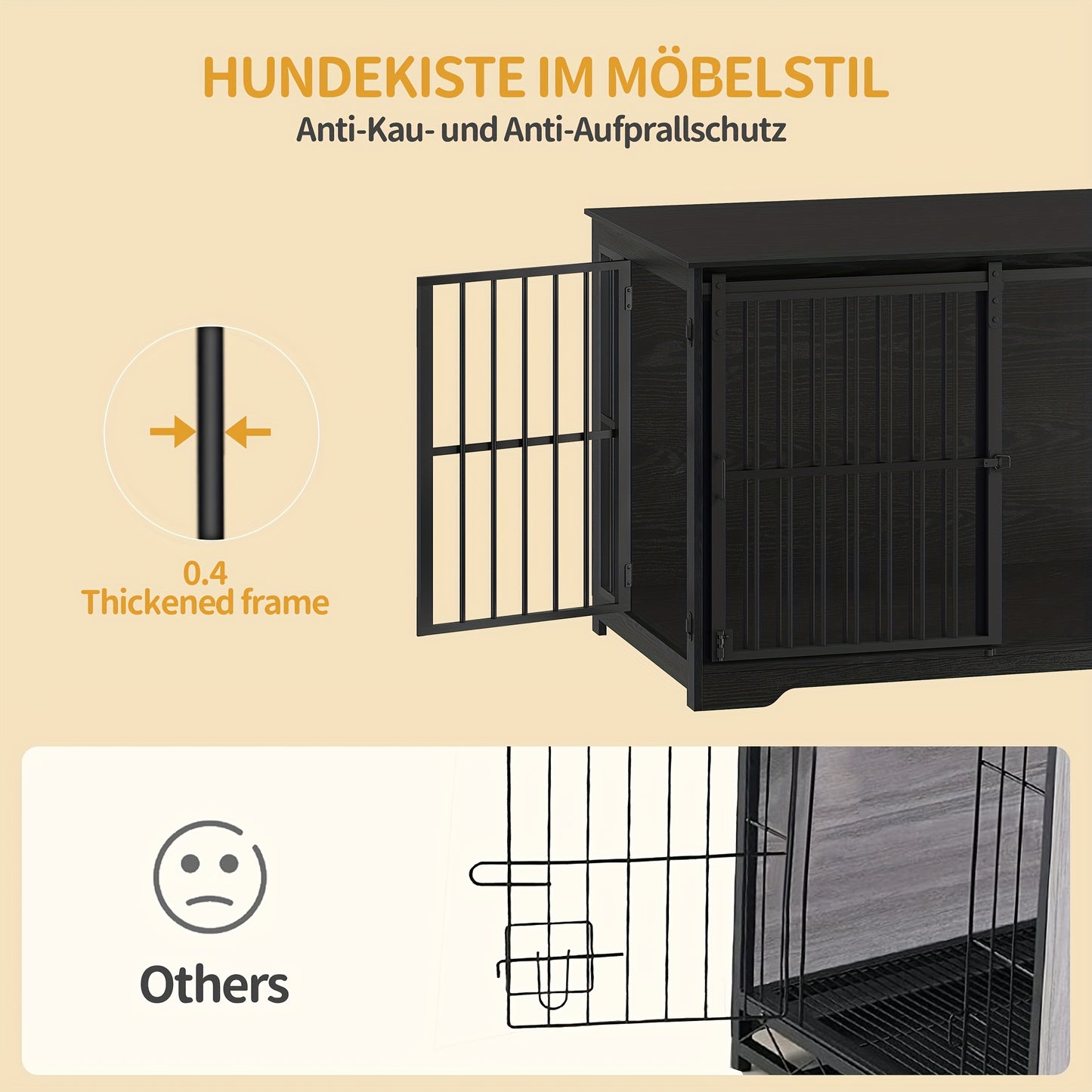 Hondenbench – Hondenkooi – Hondenhok – Hondenbox – Dierenbench – Extra Ruim 110 cm – Stevig Metaal & Hout – 2 Deuren met Veilige Slotensysteem - Zwart