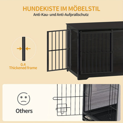 Hondenbench – Hondenkooi – Hondenhok – Hondenbox – Dierenbench – Extra Ruim 110 cm – Stevig Metaal & Hout – 2 Deuren met Veilige Slotensysteem - Zwart
