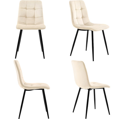 Eetkamerstoel – Stoel – Designstoel – Kuipstoel – Vintage stoel – Set van 4 – Antique White – Met Metalen Frame – Comfortabele Gestoffeerde Zitting
