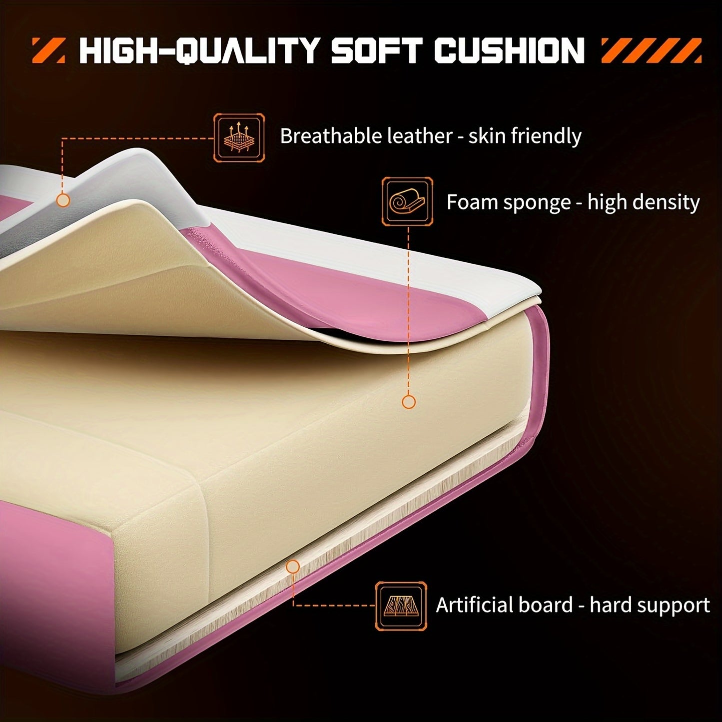 Gamingstoel – Bureaustoel – Gamekruk – Computerstoel – Werkstoel – Ergonomisch Design – Memory Foam Comfort – Verstelbaar – 360° Draaibaar – Voetsteun – Armleuningen – Fel Roze