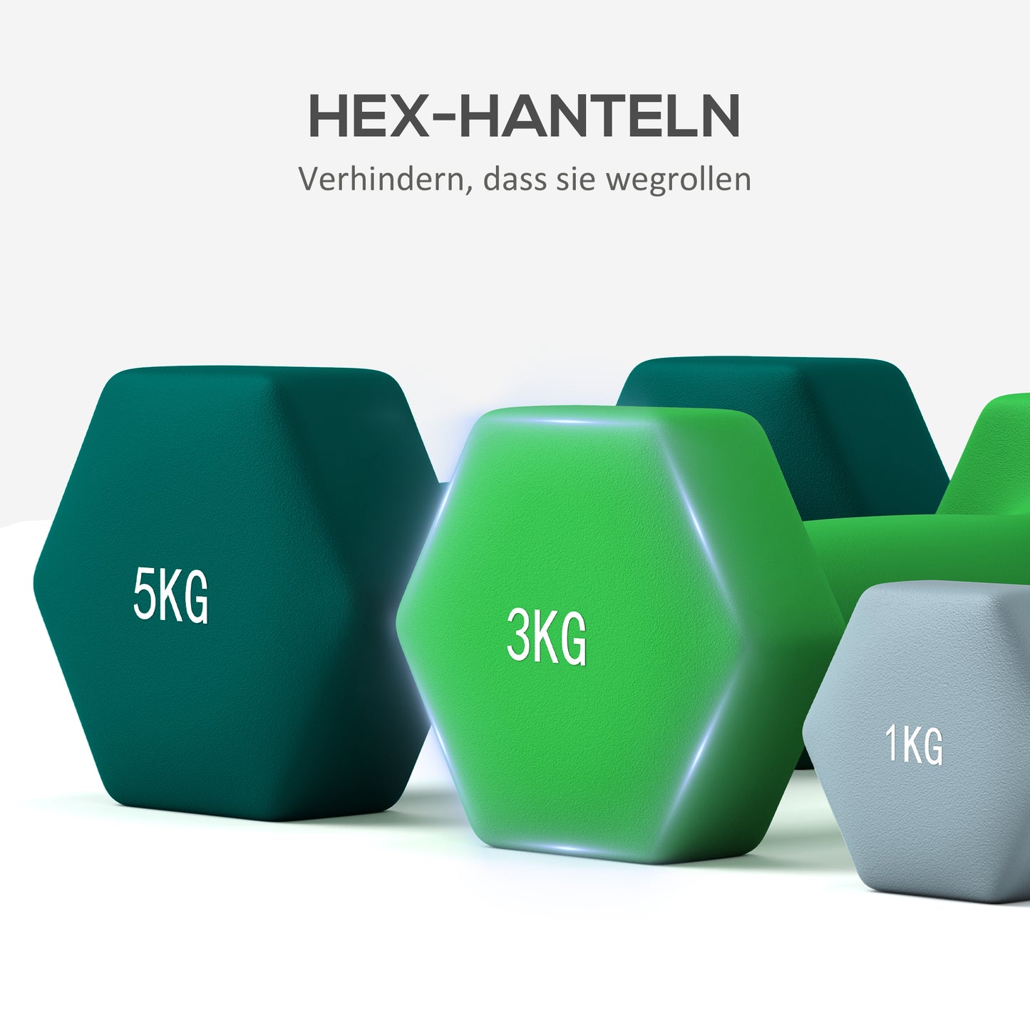 Halterset – Dumbbells – Dumbbellset – Gewichten – Fitnessset – 6-delig – Verstelbare gewichten 1-5 kg – Inclusief compact opbergrek