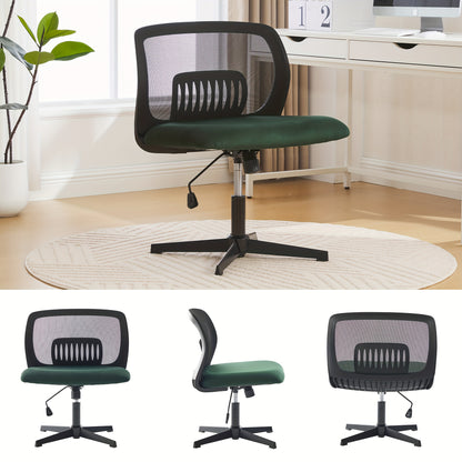 Armless Office Chair with Rocking Function & Height Adjustment - 360° Swivel, Ergonomic Cross-Legged Design, Lightweight Durable Plastic Frame, Manual Recline Handle - Spacious Reading/Living Room Chair for Home Office, 5 Co
