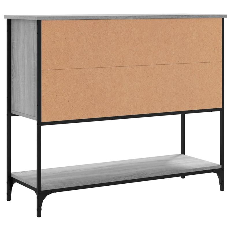 Modern Gray Hardwood Storage Cabinet with Lockable Doors & Black Legs - Freestanding Floor Cabinet with 2 Drawers & Open Shelf, Space-Saving Design for Living Room, Bedroom, Kitchen - Durable Wood Construction, Minimalist Sty