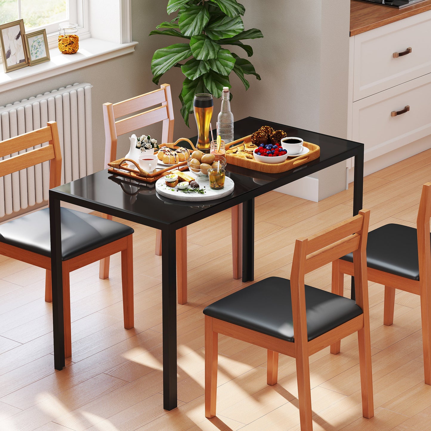 Eettafel – Tafel – Keukentafel – Eetkamertafel – Meubel – Zwart – Modern Design – 120x60x75 cm – Stevig & Onderhoudsvriendelijk