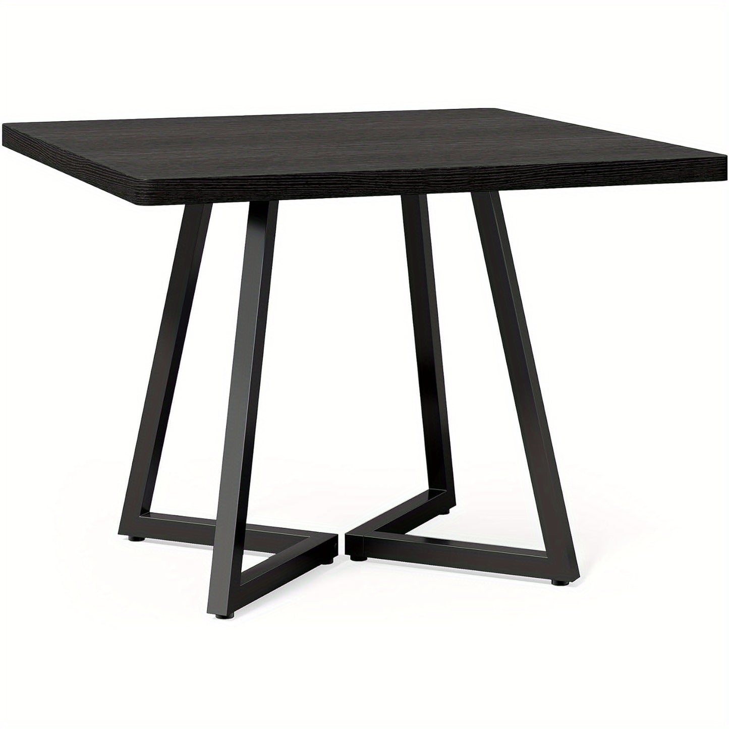 Eettafel Vierkant – Tafel Keuken – Dinertafel Compact – Tafeltje 4 Personen – Zwart Houten Blad – Robuuste Metalen Poten – Modern Industrieel Design – Makkelijk In Elkaar Te Zetten