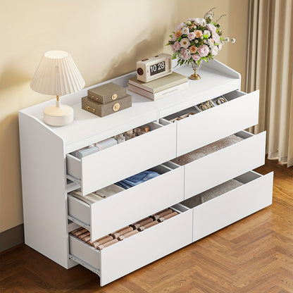 6-Ladenkast – Ladekast – Opbergkast – Dressoir – Kommode – Modern Wit – Hardhouten & Spaanplaat – 40x138x84 cm – 3,2 Kubieke Voet Inhoud
