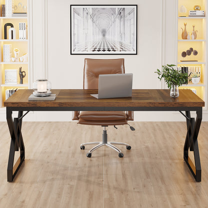 Computerbureau – Bureaublad – Werkplek Tafel – Studietafel – Bureau Voor Thuiswerk – Extra Dikke Houten Blad – Metalen Frame – 160x70x75 cm – Modern Eenvoudig Design – Hoogwaardige Kwaliteit Wood