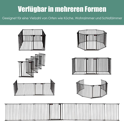 Baby Beschermomheining – Speelhekje – Veiligheidspoort – Hek Voor Baby’s – Gevaarzone Afzetting – Flexibel Instelbaar – Stevig Metaal Met Dubbelvergrendeling – 480 x 74 cm Zwart