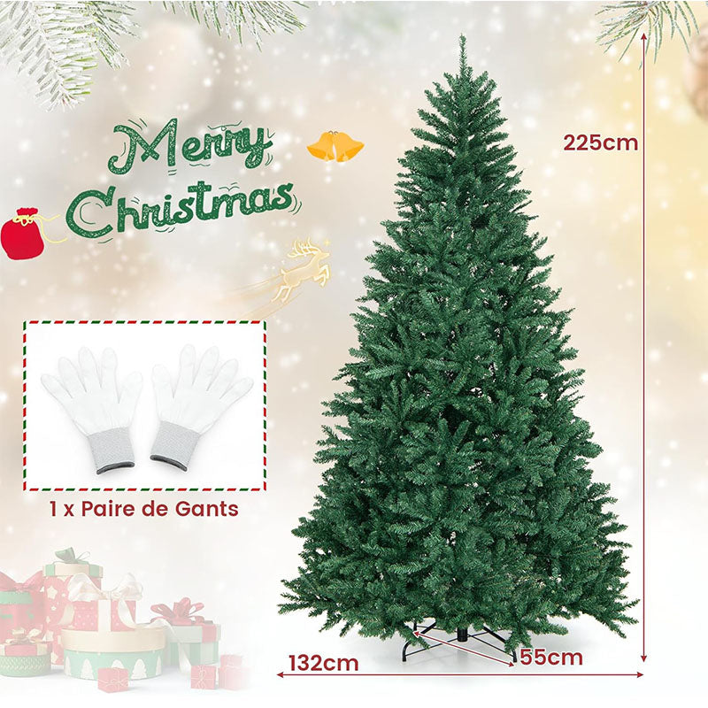 Kunstkerstboom – Nepboom – Kunstboom – Kerstboom – Kunst Dennenboom – 225 cm Hoog – 2254 Dichte PVC Takken – Stevige IJzeren Voet – Openslagsysteem