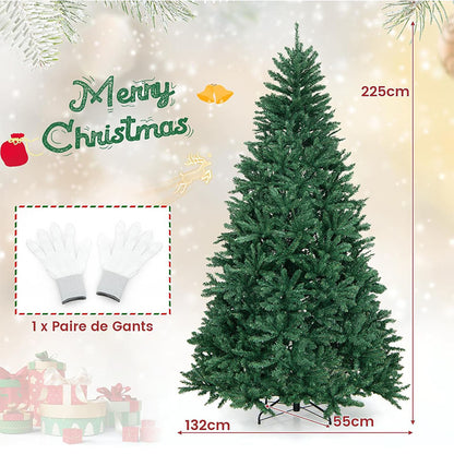 Kunstkerstboom – Nepboom – Kunstboom – Kerstboom – Kunst Dennenboom – 225 cm Hoog – 2254 Dichte PVC Takken – Stevige IJzeren Voet – Openslagsysteem