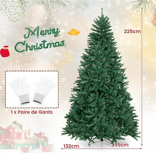 Kunstkerstboom – Nepboom – Kunstboom – Kerstboom – Kunst Dennenboom – 225 cm Hoog – 2254 Dichte PVC Takken – Stevige IJzeren Voet – Openslagsysteem