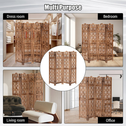 Scheidingswand – Kamerscherm – Roomdivider – Paravent – Privacy Scherm – Hout – Hardhout – 4 Panelen – Opvouwbaar – Bruin