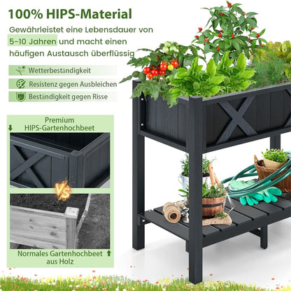 Verhoogd Plantenbed – Bloembak – Kruidenbak – Tuinbak – Plantenbak – Met Opbergruimte – Duurzaam HIPS Materiaal – Ergonomische Werkhoogte 73 cm