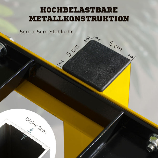 Dumbbellrek – Halterrek – Dumbbellstandaard – Fitnessrek – Krachtrek – Gele Kleur – Stalen Frame – Max 270 kg – 2 Laags – Compact 92,5x50,5x80,5 cm