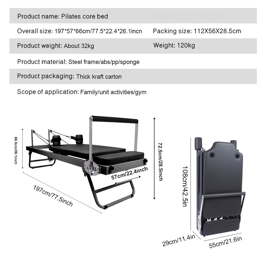 Pilatesapparaat – Pilates Reformer – Pilates Machine – Fitnessapparaat – Core Trainer – Inklapbaar & Compact – Stalen Frame – Verstelbare Weerstand