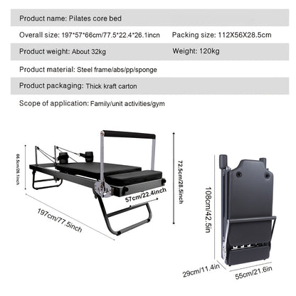 Pilatesapparaat – Pilates Reformer – Pilates Machine – Fitnessapparaat – Core Trainer – Inklapbaar & Compact – Stalen Frame – Verstelbare Weerstand