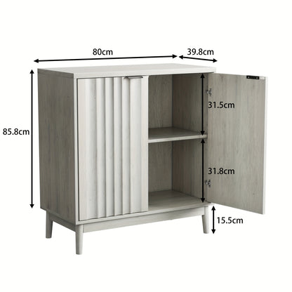 Dressoir – Opbergkast – Ladekast – Buffetkast – Wandkast – Grijs – Uniek Groefdesign – Verstelbare Binnenvakken – 3 Hoogtes