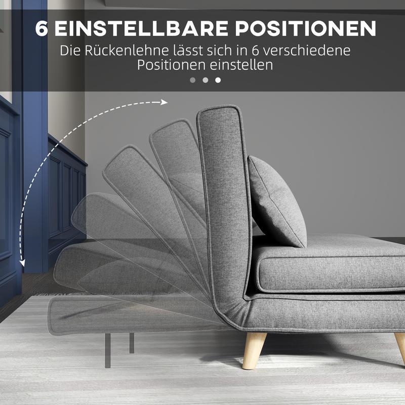 Easy-to-Assemble Modern Foldable Sleeper Sofa Bed - Adjustable Backrest Futon Couch with Thick 25D Foam, Space-Saving Scandinavian Design in Gray (-Like) & Pine Wood Legs for Small Apartments, Living Room, Bedroom, Office