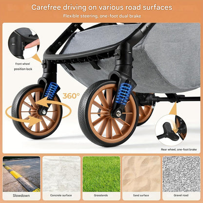 Hondenbuggy – Dierenwagen – Huisdierenwagen – Kattenbuggy – Opvouwbare Buggy – Zwart – Inklapbaar Met Eén-Klik – Verstelbaar Handvat – Voor Huisdieren Tot 25 Kg