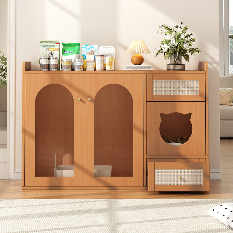 Kattenmeubel – Kattenhuis – Kattenkast – Kattenbakmeubel – Kattenmeubel walnut – Verborgen kattenbakruimte – Compact met opbergvak 120x45x83 cm