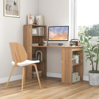 Bureau – Computertafel – Werkplek – Schrijftafel – Computerbureau – Met 6 Opbergvakken – Zijplank Links of Rechts – 122x56x122 cm – MDF & Spaanplaat
