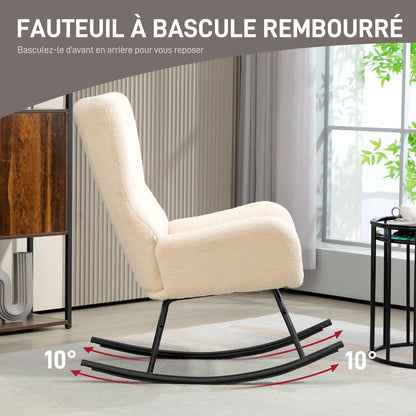 Schommelstoel – Relaxstoel – Fauteuil – Loungestoel – Voedingsstoel – 10 cm Dikke Foam Zitting – Gebogen Stalen Poten