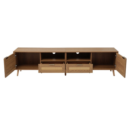 TV Meubel – Tv Kast – Lowboard – Tv Dressoir – Tv Meubel Licht Hout – 200 cm Breed – Massief Houten Poten
