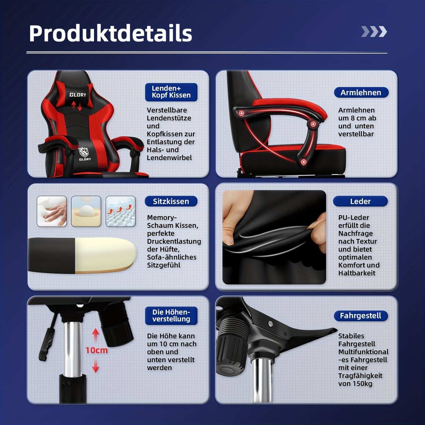 Authmic Gaming Chair, Breathable Office Chair, Ergonomic Computer Chair, Adjustable, Swivel, With Footrest, Suitable For Office And Home