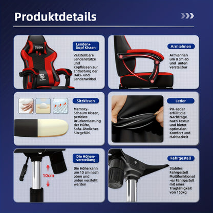 Authmic Gaming Chair, Breathable Office Chair, Ergonomic Computer Chair, Adjustable, Swivel, With Footrest, Suitable For Office And Home