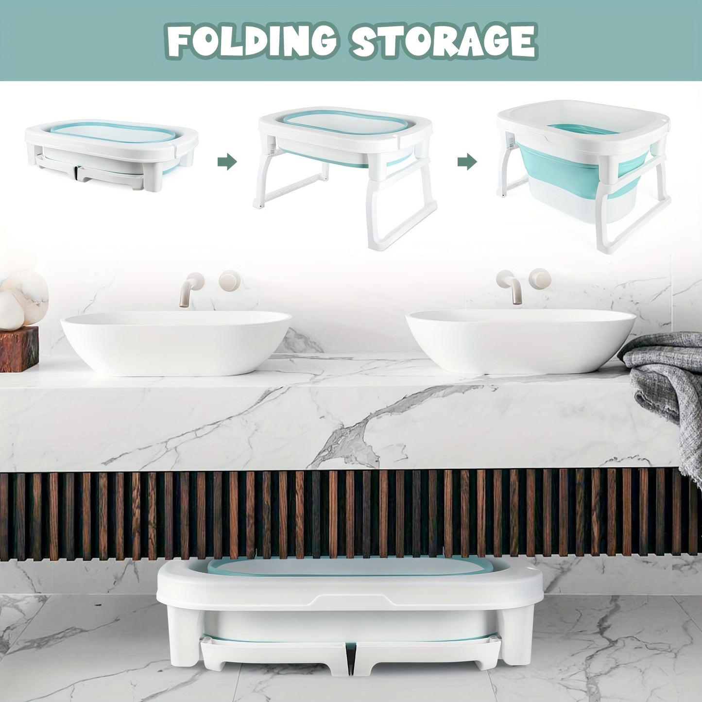 Foldable Dog Bathtub 51x75x43cm | Portable Pet Grooming Tub with Drain Plug, No Assembly Required, Space-Saving Design | Suitable for Home, Travel, Small Spaces