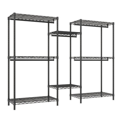 Heavy Duty Kledingrek – Kledingstender – Garderoberek – Kledinghanger – Kastorganizer – Extra Groot – 410,5 KG Capaciteit – 8 Planken & 5 Hangstangen – Roestvrij Stalen Frame – Vrijstaand – Ruimtebesparend Verticaal Design