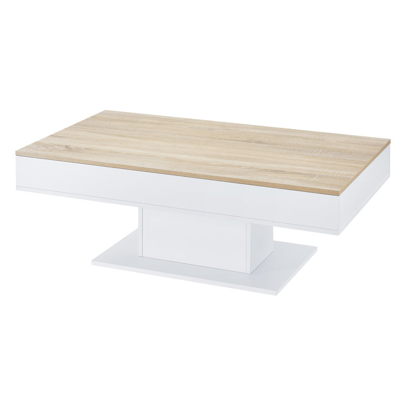 Salontafel – Woonkamertafel – Koffietafel – Bijzettafel – Tafel – Met 2 Opbergvakken – Eikenhout Look – Wit Frame – 110x60x40 cm