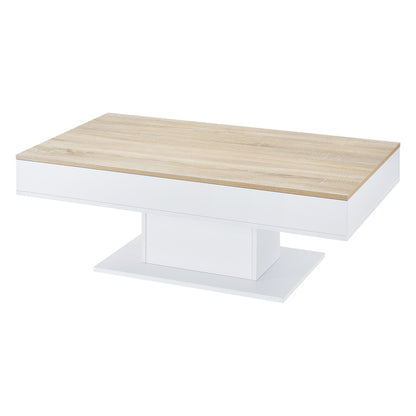 Salontafel – Woonkamertafel – Koffietafel – Bijzettafel – Tafel – Met 2 Opbergvakken – Eikenhout Look – Wit Frame – 110x60x40 cm