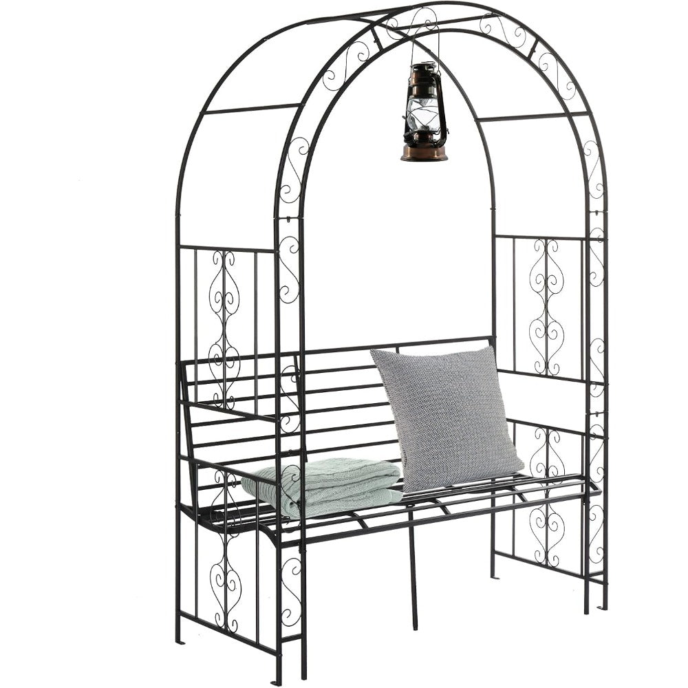 Rozenboog – Klimrek – Tuinarche – Klimplantboog – Pergola – Metalen Rozenboog Met Bank – Gepoedercoat Staal – Weerbestendig & Stevig