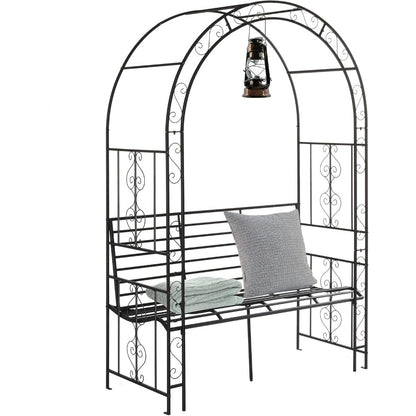 Rozenboog – Klimrek – Tuinarche – Klimplantboog – Pergola – Metalen Rozenboog Met Bank – Gepoedercoat Staal – Weerbestendig & Stevig
