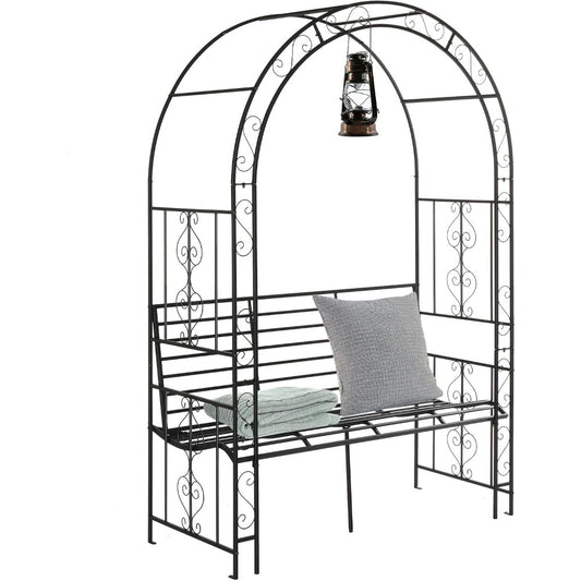 Rozenboog – Klimrek – Tuinarche – Klimplantboog – Pergola – Metalen Rozenboog Met Bank – Gepoedercoat Staal – Weerbestendig & Stevig