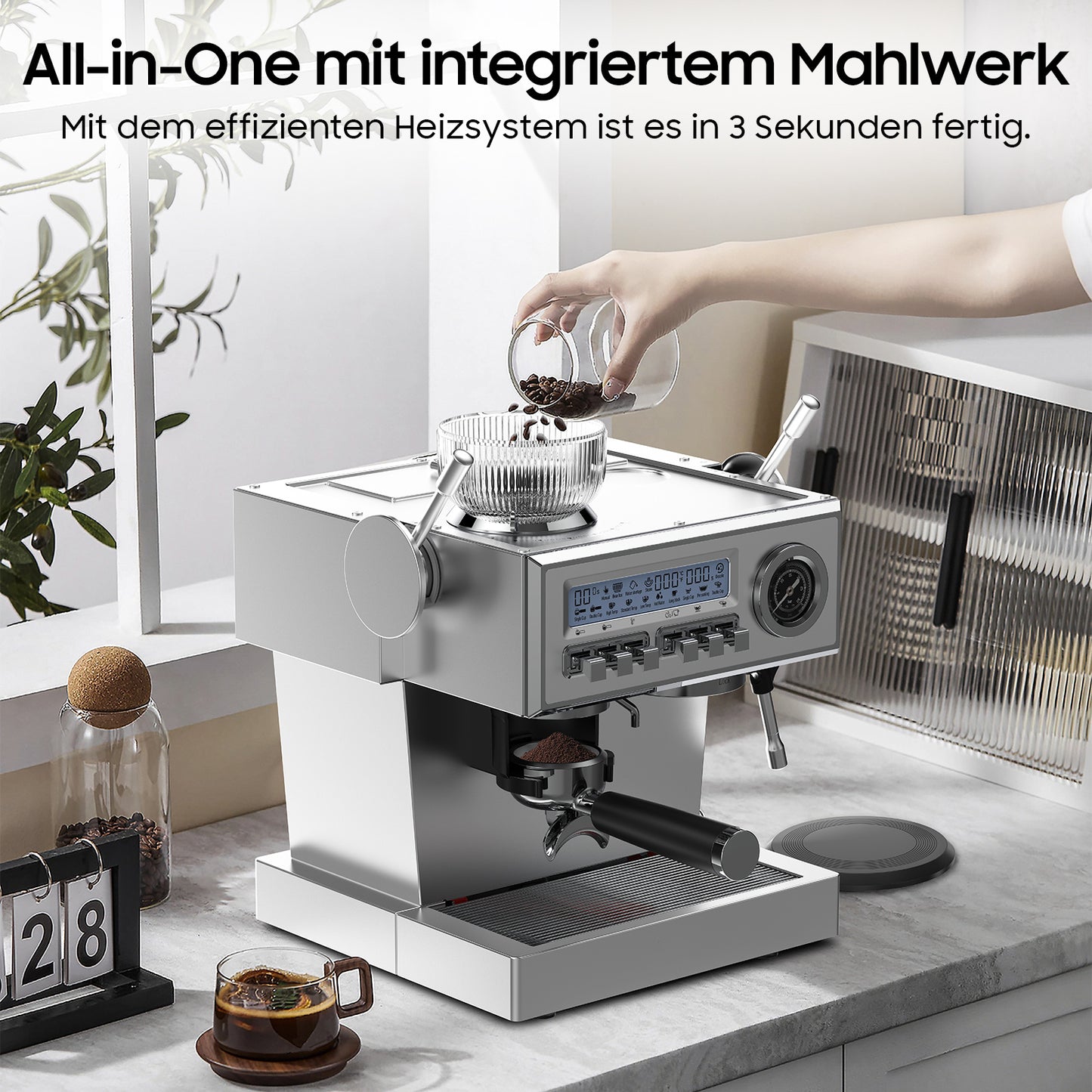 Espressomachine – Koffiezetapparaat – Siebträgermachine – Barista Machine – Halfautomaat – 20 Bar Italiaanse Pomp – RVS Behuizing met Melkschuimer