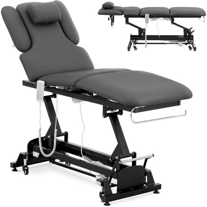 Massagetafel – Massagebank – Behandelbank – Behandeltafel – Massagebed – Elektrisch – 3 Motoren – Max. Draagvermogen 250 kg – In hoogte verstelbaar – Grijs
