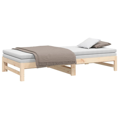 Bedbank – Slaapbank – Logeerbed – Bedbank Met Lade – Bedbank Voor Kleine Ruimte – Massief Dennenhout – Lattenbodem – 205,5x158x30 cm